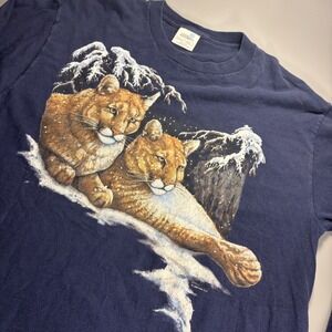 Vintage Natural Wonders 1996 Peter Kull Cougar‎ Long Sleeve T Shirt L